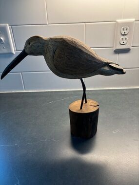 Wooden Shorebird Accent Sculpture - Brown